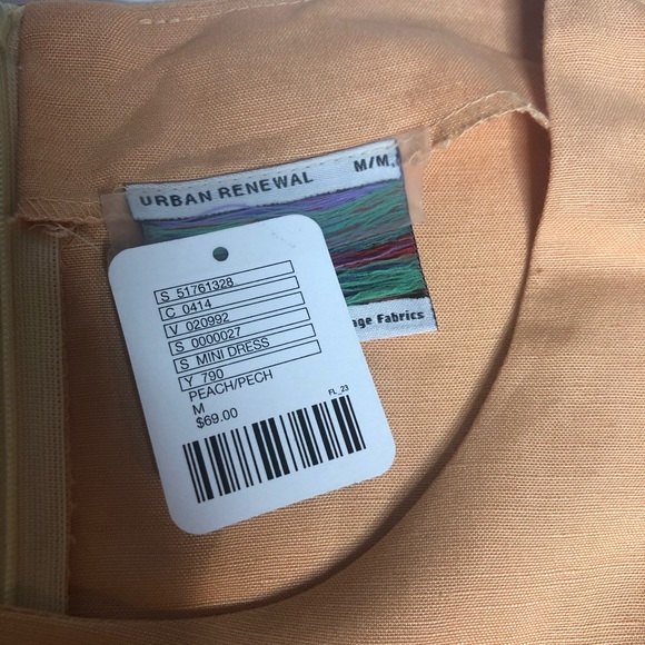 Urban Renewal Peach Linen Flutter Sleeve Mini Dress M - Picture 7 of 8